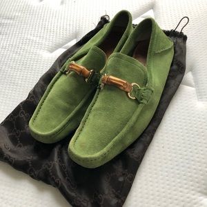 Light Green Suede Gucci Loafers